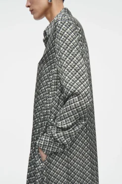 COS GEOMETRIC-PRINT MAXI SHIRT DRESS-Women Dresses & Jumpsuits