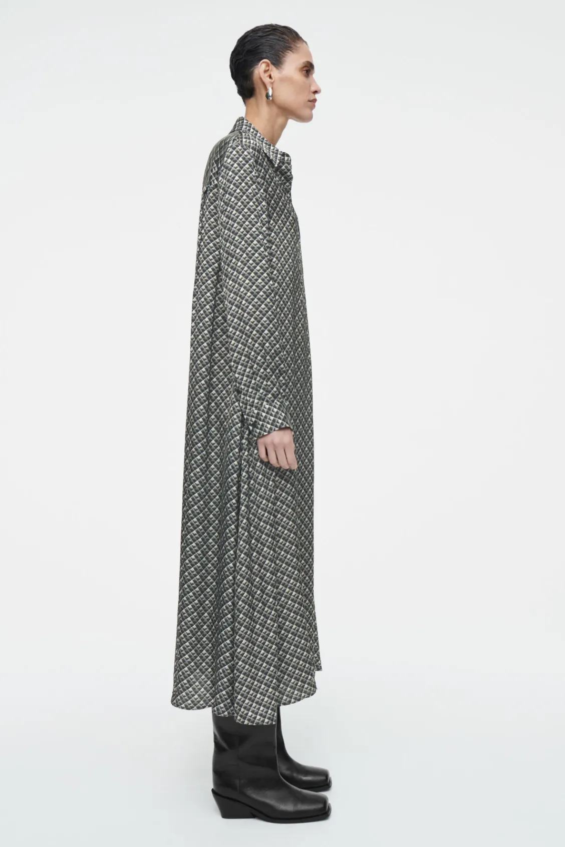 COS GEOMETRIC-PRINT MAXI SHIRT DRESS-Women Dresses & Jumpsuits