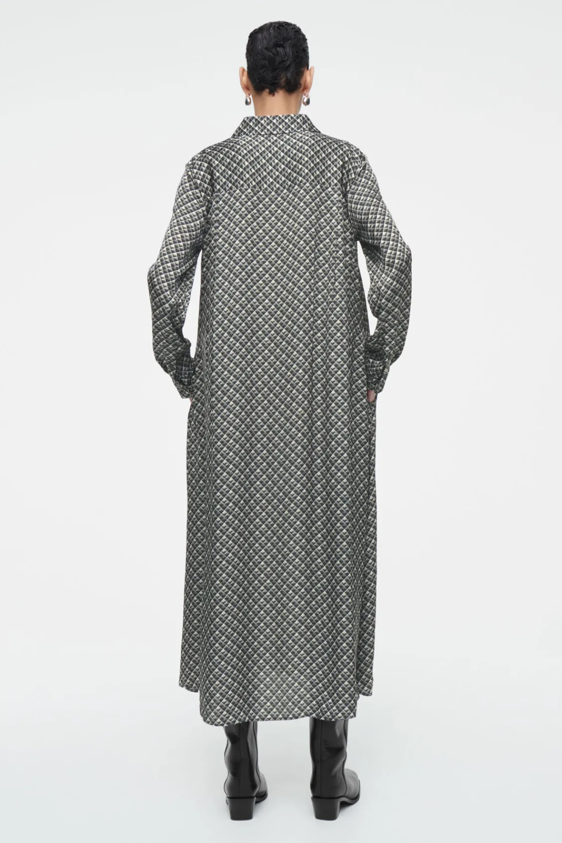 COS GEOMETRIC-PRINT MAXI SHIRT DRESS-Women Dresses & Jumpsuits