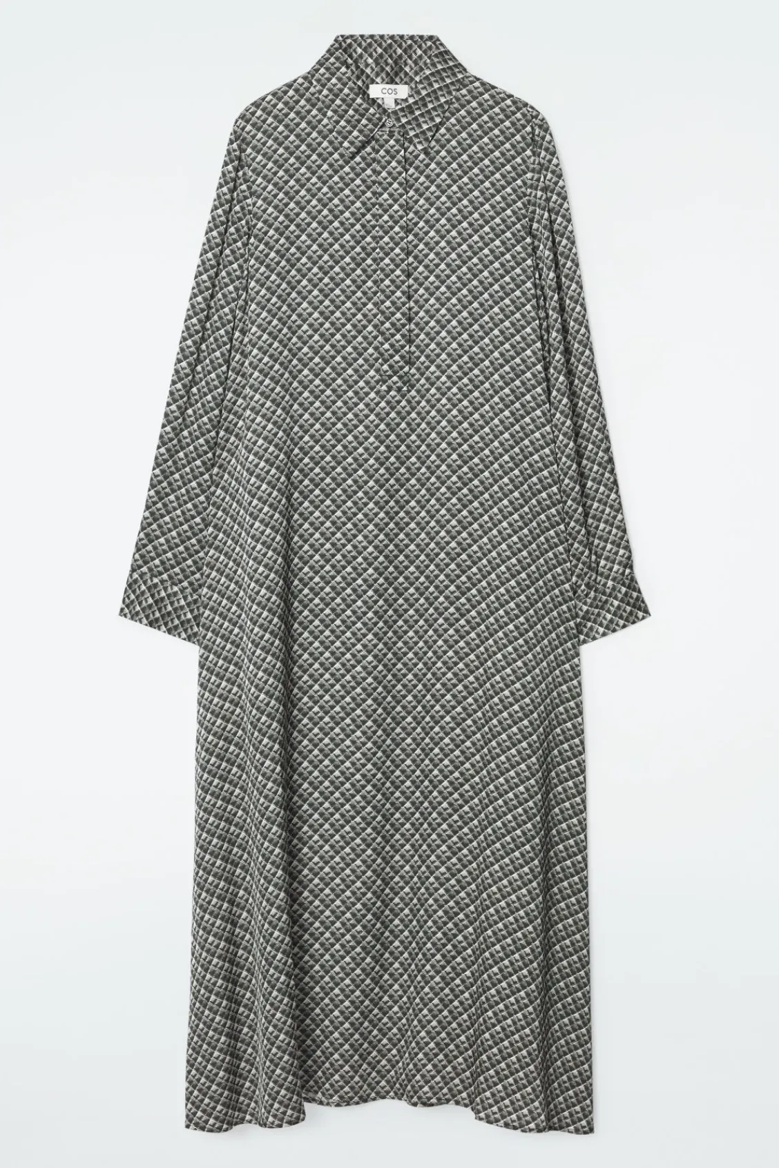 COS GEOMETRIC-PRINT MAXI SHIRT DRESS-Women Dresses & Jumpsuits