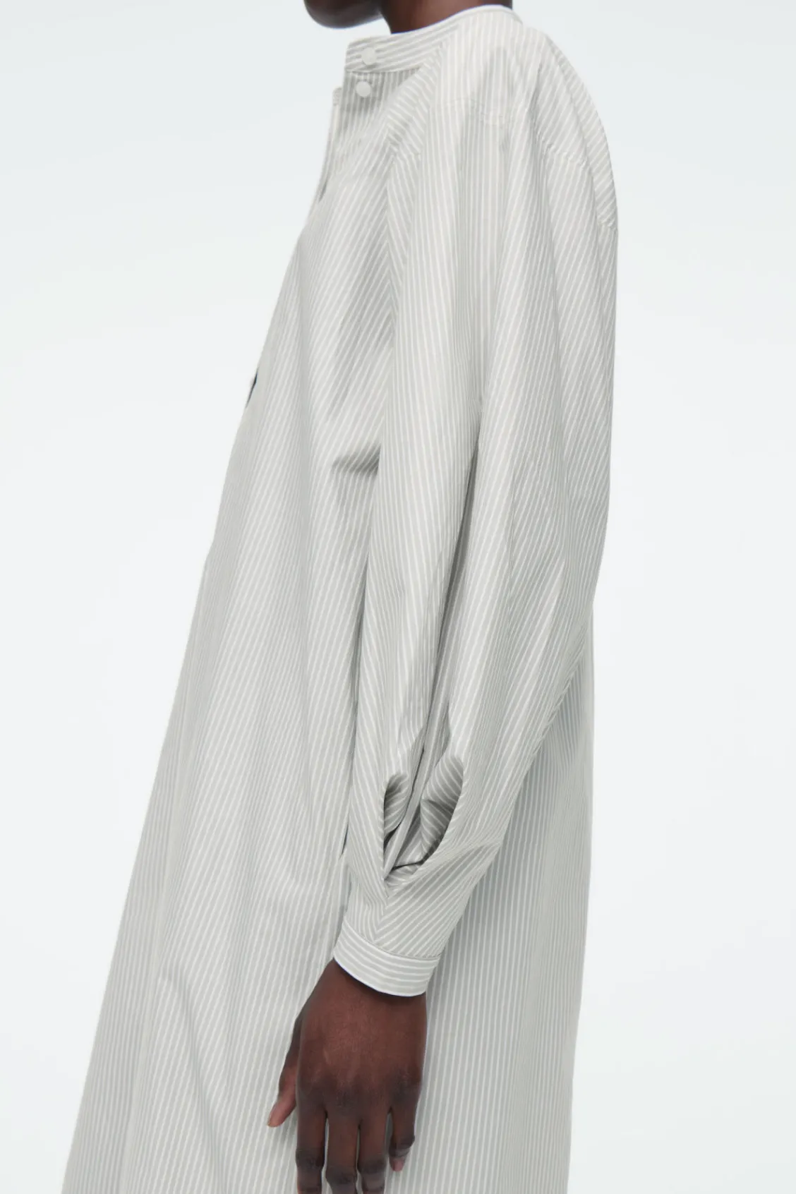 COS GRANDAD-COLLAR MIDI SHIRT DRESS-Women Dresses & Jumpsuits