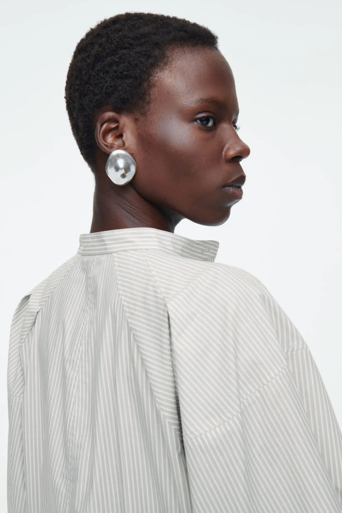COS GRANDAD-COLLAR MIDI SHIRT DRESS-Women Dresses & Jumpsuits