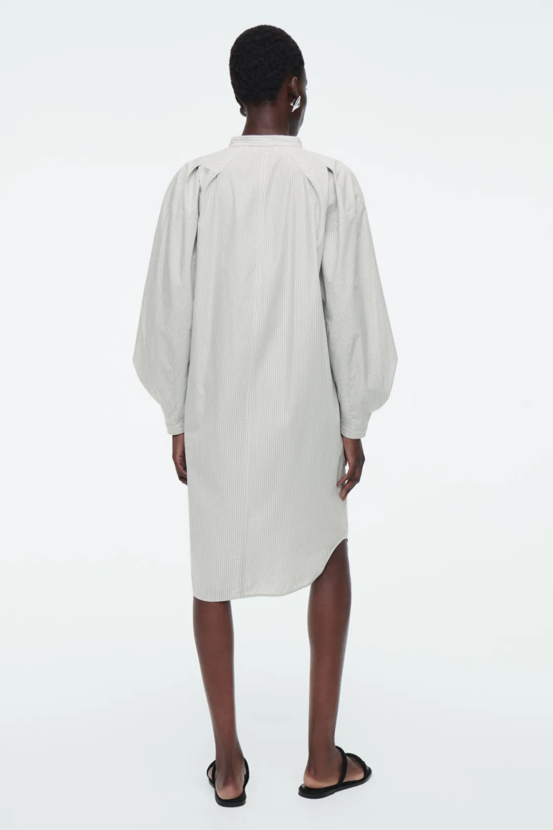 COS GRANDAD-COLLAR MIDI SHIRT DRESS-Women Dresses & Jumpsuits