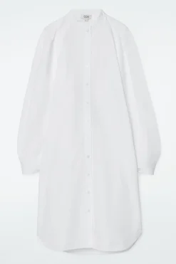 COS GRANDAD-COLLAR MIDI SHIRT DRESS-Women Dresses & Jumpsuits
