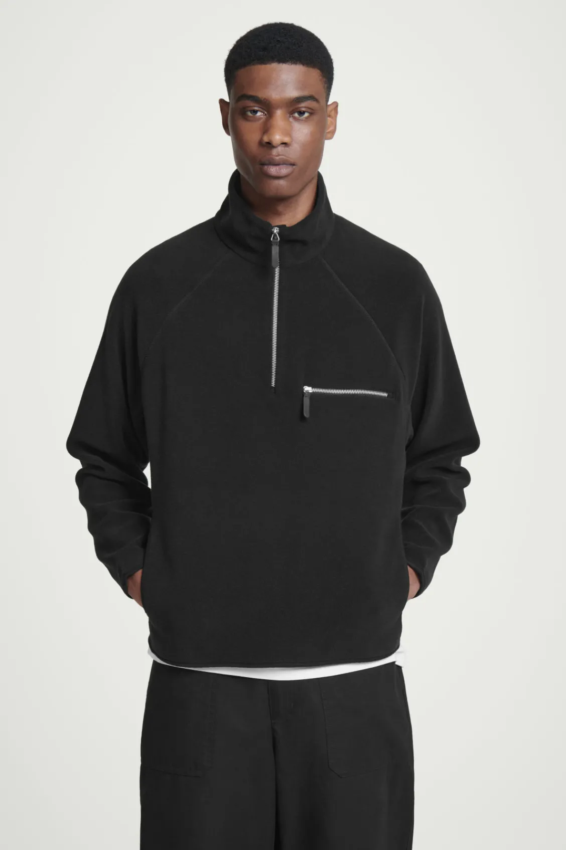 COS HALF-ZIP SHERPA FLEECE SWEATER- Sweatshirts & Hoodies