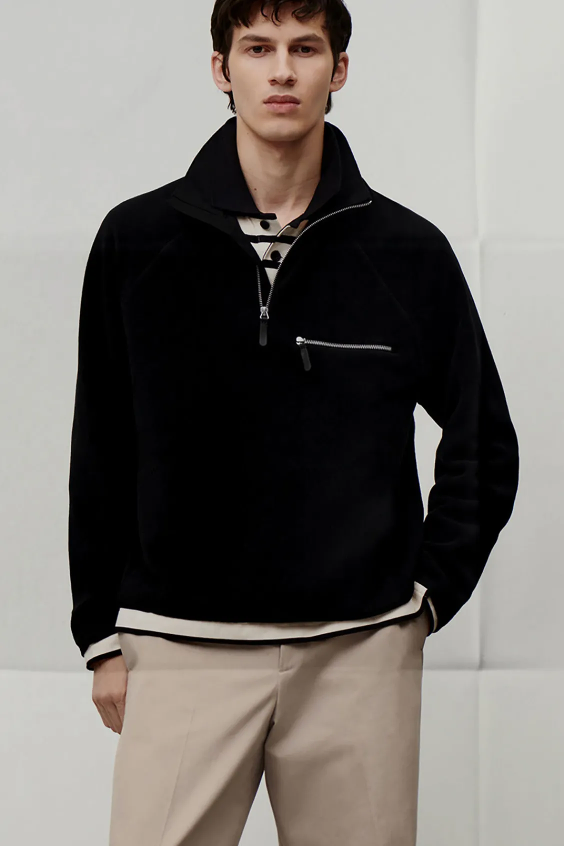 COS HALF-ZIP SHERPA FLEECE SWEATER- Sweatshirts & Hoodies