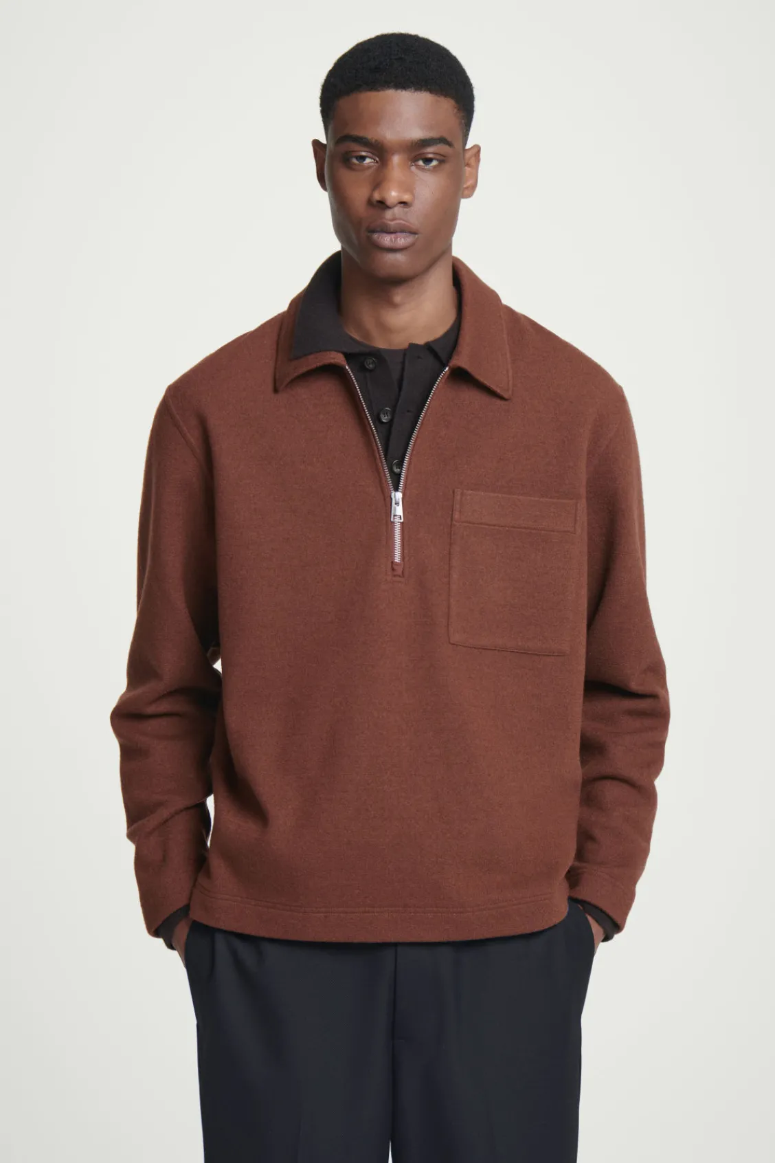 COS HALF-ZIP WOOL-BLEND SWEATER- Sweatshirts & Hoodies | Sweaters & Cardigans