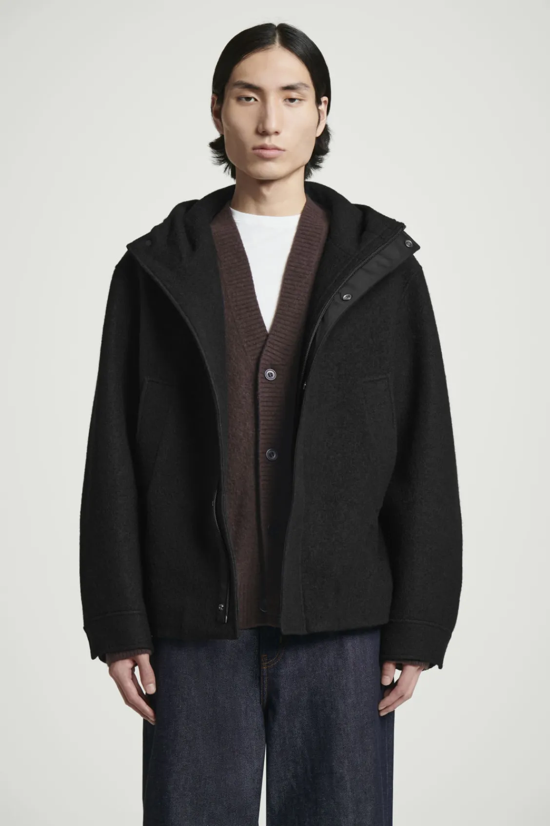 COS HOODED BOILED WOOL PARKA JACKET- Coats & Jackets