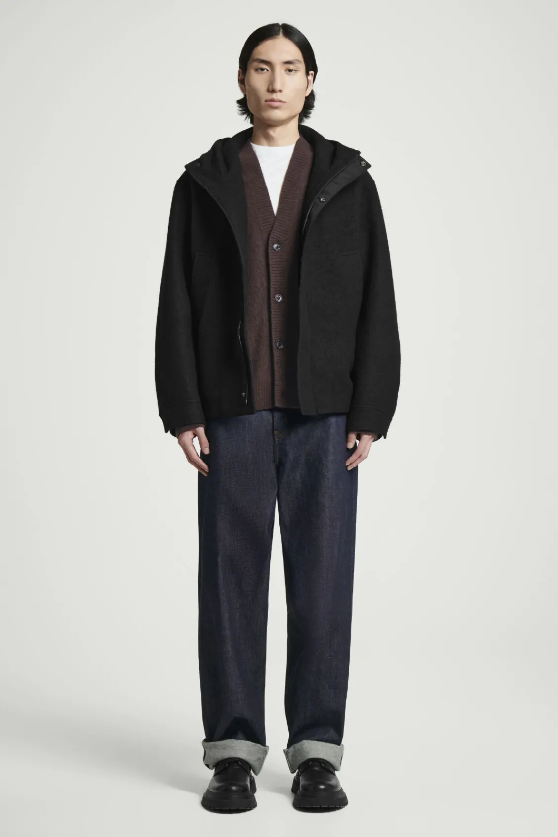 COS HOODED BOILED WOOL PARKA JACKET- Coats & Jackets