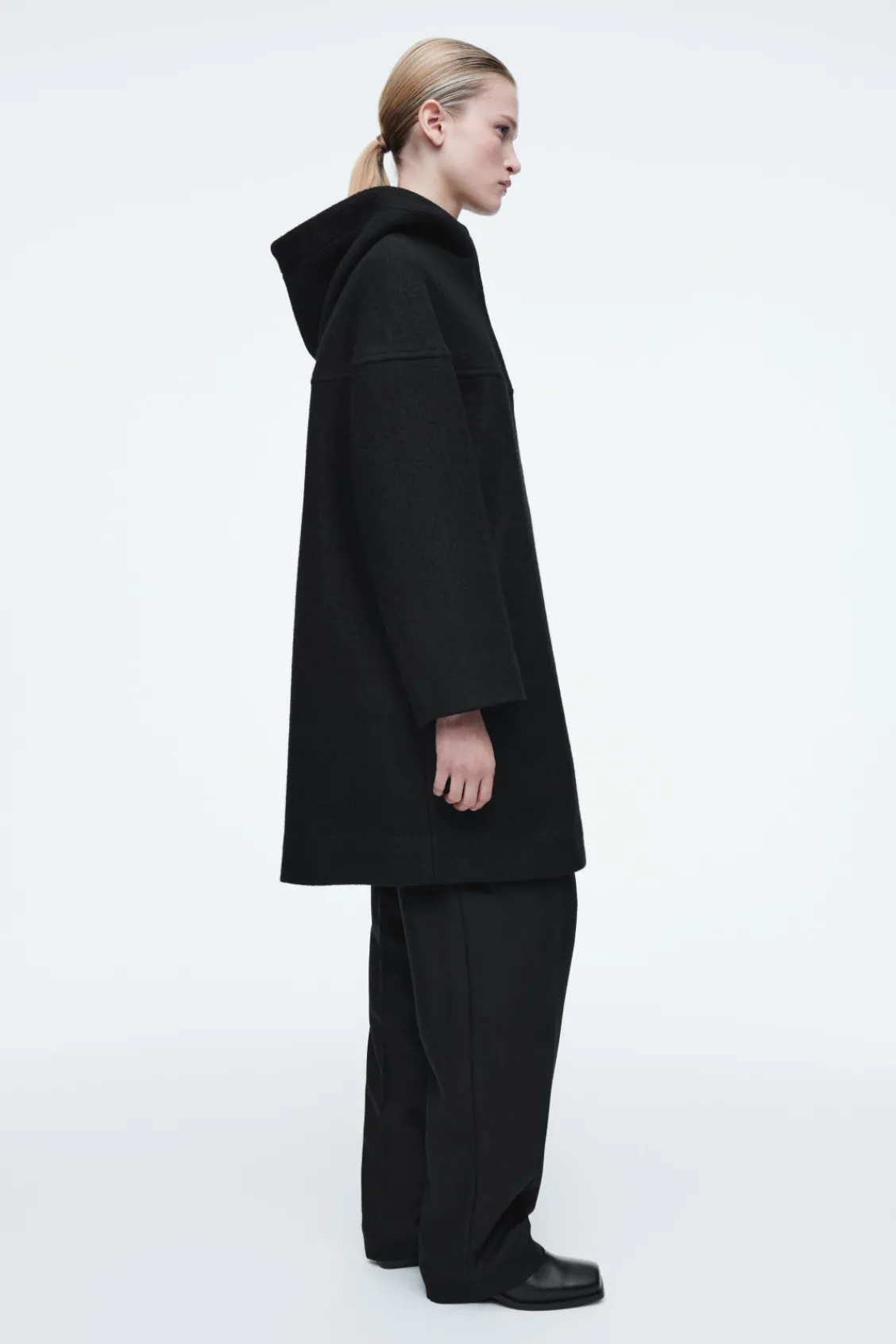COS HOODED BOILED-WOOL COAT-Women Coats & Jackets