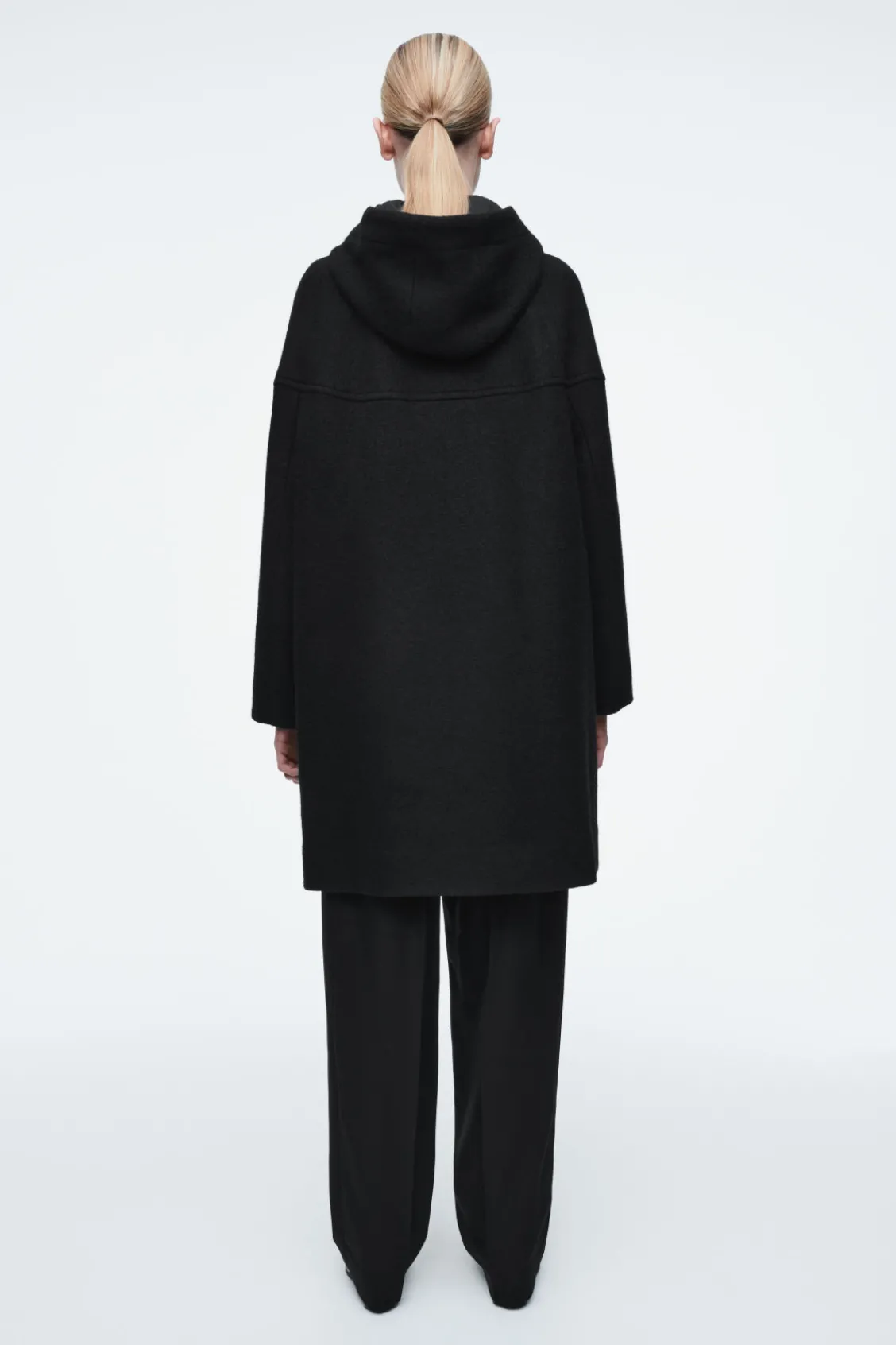 COS HOODED BOILED-WOOL COAT-Women Coats & Jackets