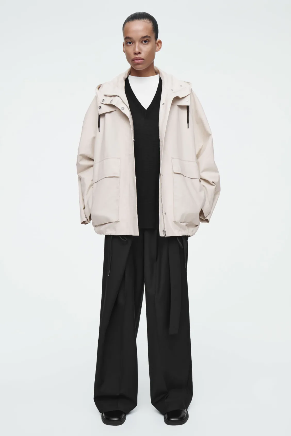 COS HOODED COTTON UTILITY JACKET-Women Coats & Jackets