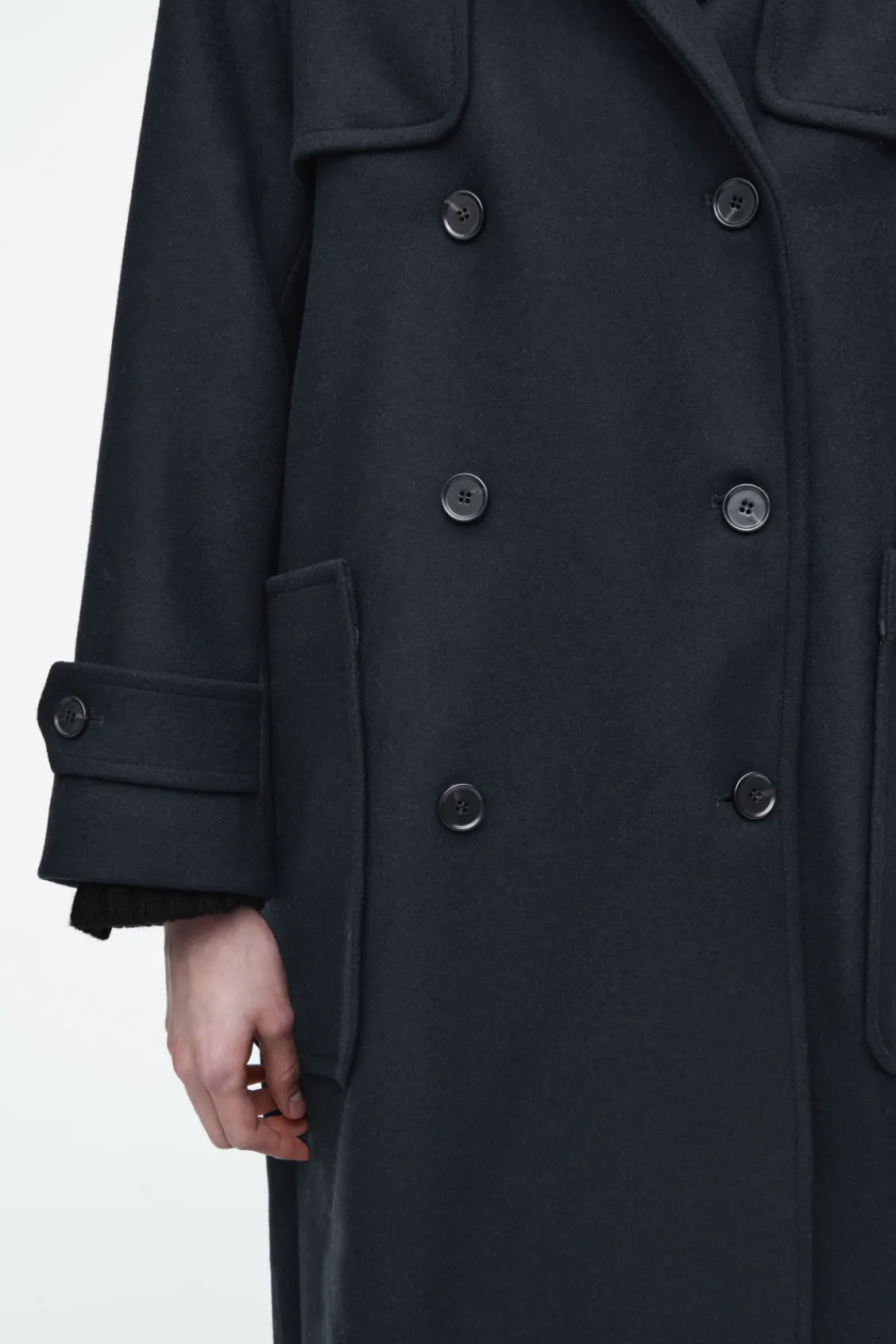 COS HOODED WOOL DUFFLE COAT-Women Coats & Jackets
