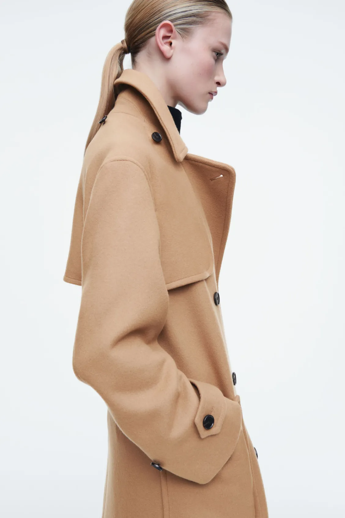 COS HOODED WOOL DUFFLE COAT-Women Coats & Jackets