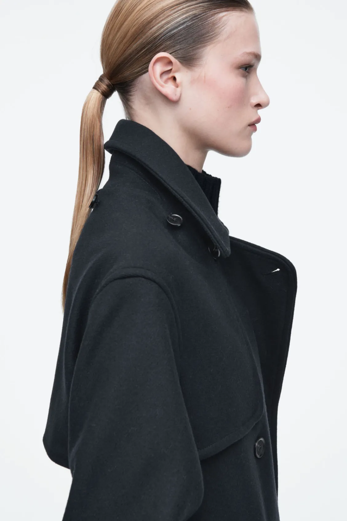 COS HOODED WOOL DUFFLE COAT-Women Coats & Jackets