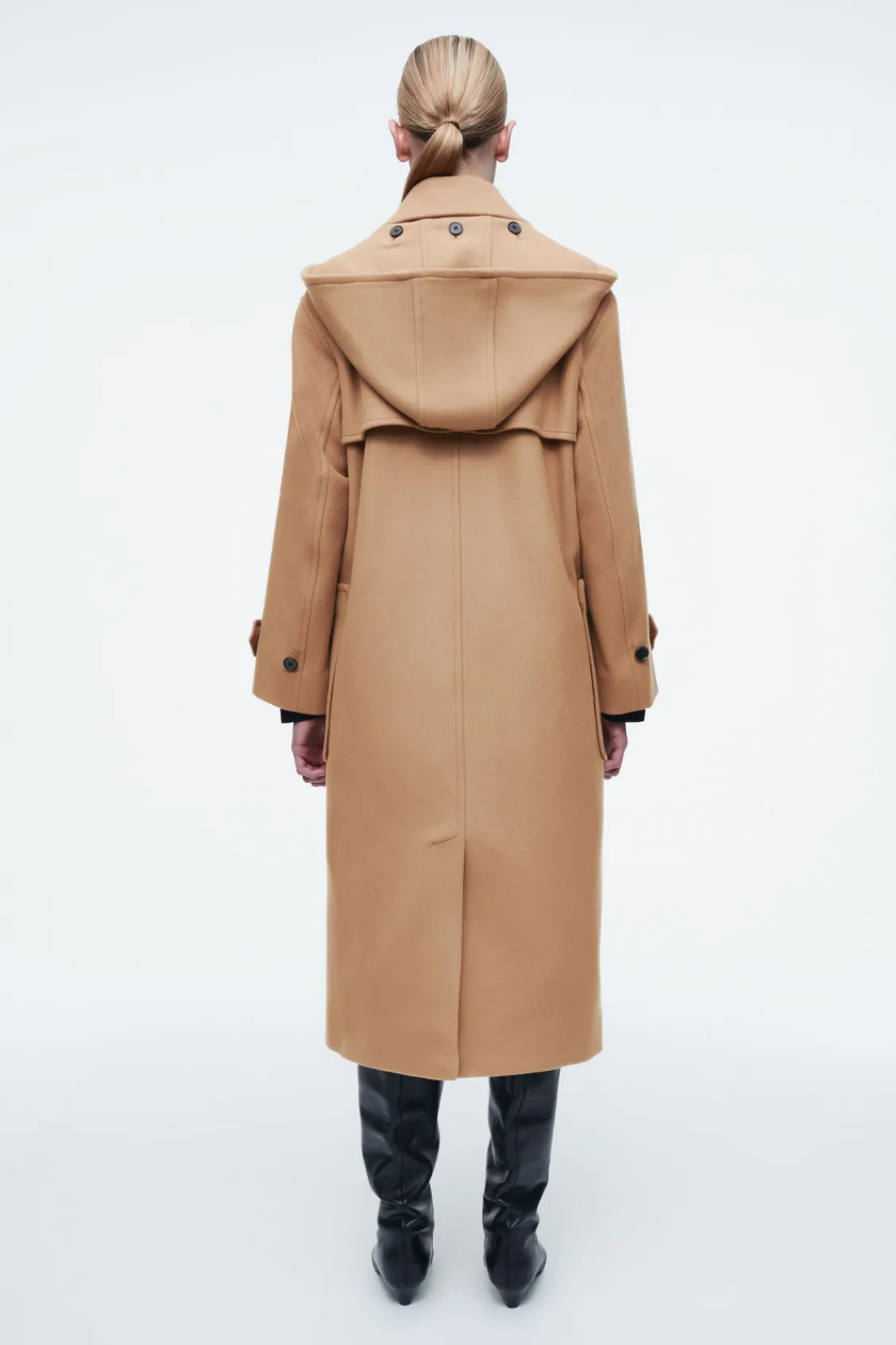 COS HOODED WOOL DUFFLE COAT-Women Coats & Jackets