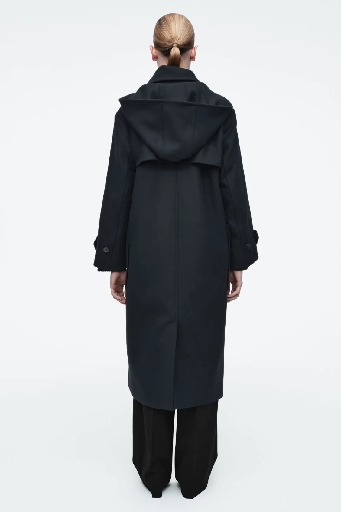 COS HOODED WOOL DUFFLE COAT-Women Coats & Jackets