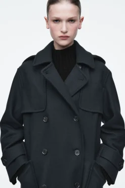 COS HOODED WOOL DUFFLE COAT-Women Coats & Jackets
