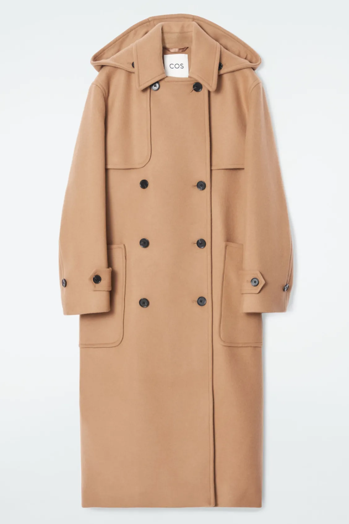 COS HOODED WOOL DUFFLE COAT-Women Coats & Jackets
