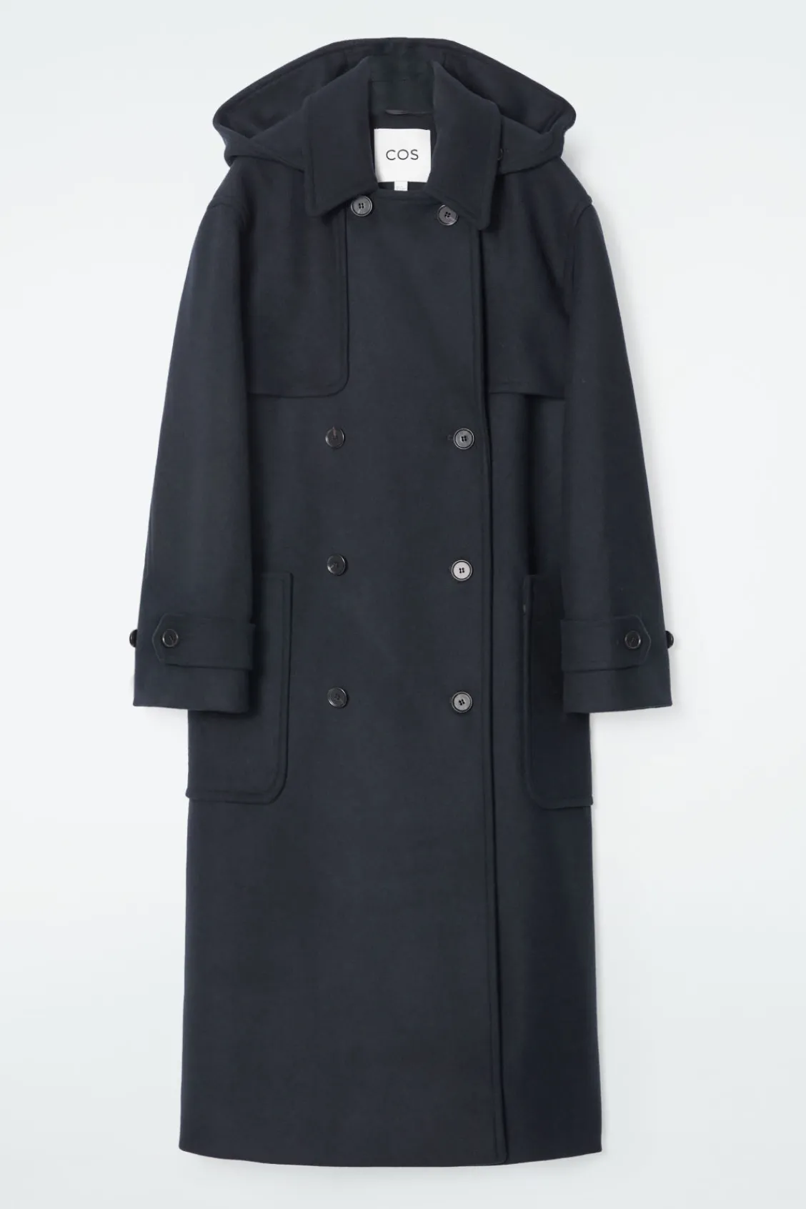 COS HOODED WOOL DUFFLE COAT-Women Coats & Jackets