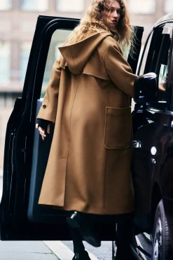 COS HOODED WOOL DUFFLE COAT-Women Coats & Jackets