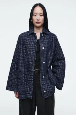 COS HOUNDSTOOTH-JACQUARD DENIM JACKET-Women Coats & Jackets