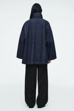 COS HOUNDSTOOTH-JACQUARD DENIM JACKET-Women Coats & Jackets