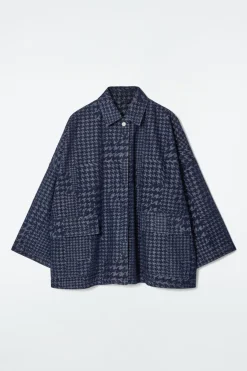 COS HOUNDSTOOTH-JACQUARD DENIM JACKET-Women Coats & Jackets