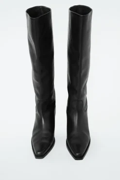 COS KNEE-HIGH LEATHER COWBOY BOOTS-Women Shoes