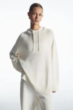 COS KNITTED LINEN-BLEND HOODIE-Women Tops | Sweaters & Cardigans