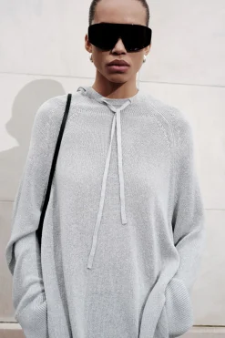 COS KNITTED LINEN-BLEND HOODIE-Women Tops | Sweaters & Cardigans