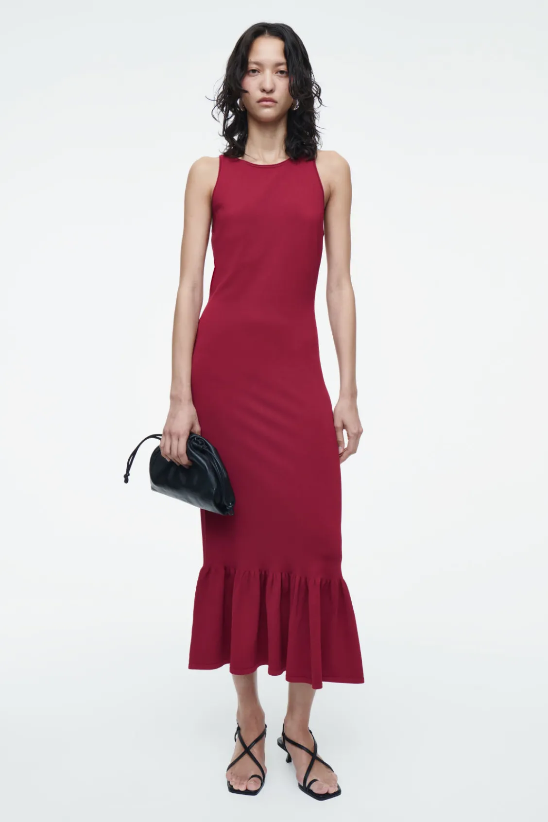 COS KNITTED RUFFLED-HEM MIDI DRESS-Women Dresses & Jumpsuits | Sweaters & Cardigans