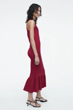 COS KNITTED RUFFLED-HEM MIDI DRESS-Women Dresses & Jumpsuits | Sweaters & Cardigans