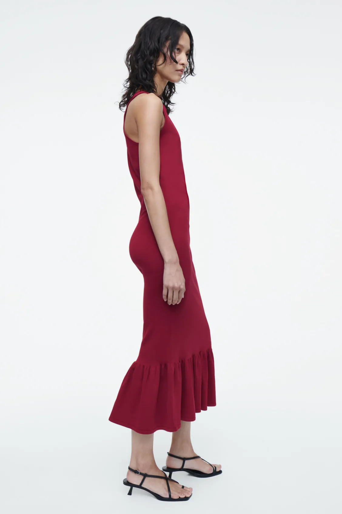 COS KNITTED RUFFLED-HEM MIDI DRESS-Women Dresses & Jumpsuits | Sweaters & Cardigans