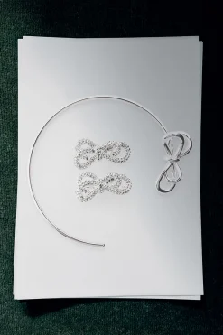COS KNOTTED BOW CRYSTAL CLIMBER EARRINGS-Women Jewelry