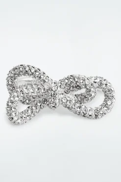 COS KNOTTED BOW CRYSTAL DOUBLE-FINGER RING-Women Jewelry