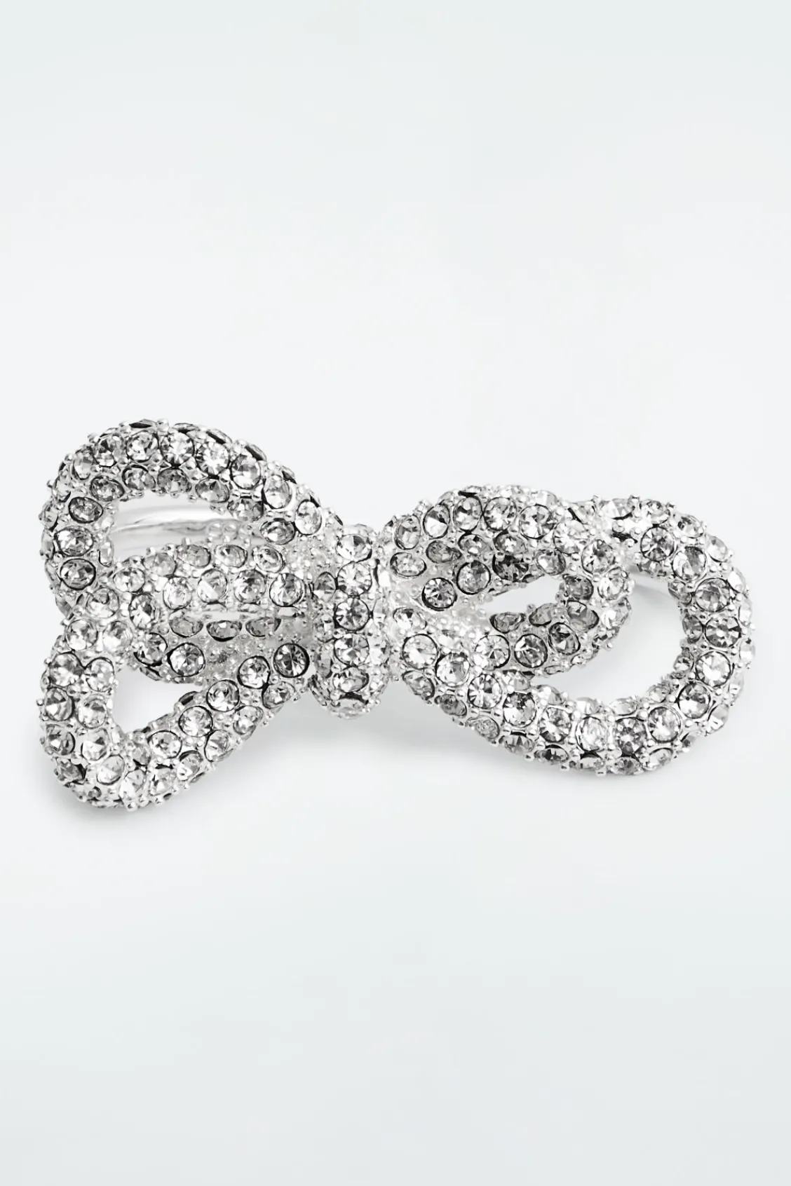 COS KNOTTED BOW CRYSTAL DOUBLE-FINGER RING-Women Jewelry