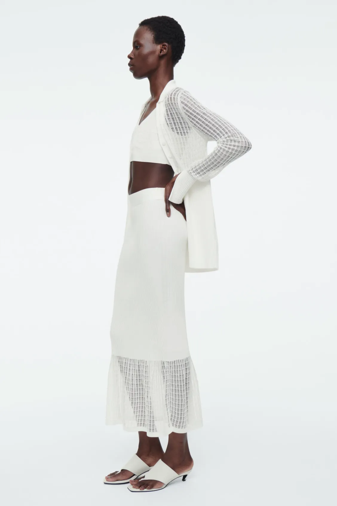 COS LACE-STITCH RIBBED-KNIT MIDI SKIRT-Women Skirts | Sweaters & Cardigans