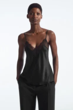 COS LACE-TRIMMED SILK CAMI TOP-Women Tops