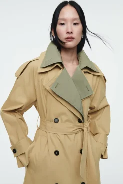 COS LAYERED DOUBLE-BREASTED TRENCH COAT-Women Coats & Jackets