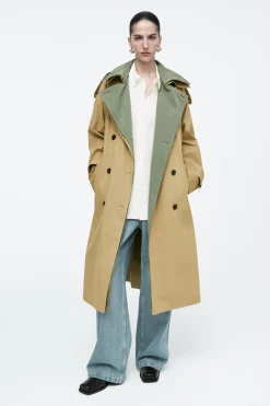 COS LAYERED DOUBLE-BREASTED TRENCH COAT-Women Coats & Jackets
