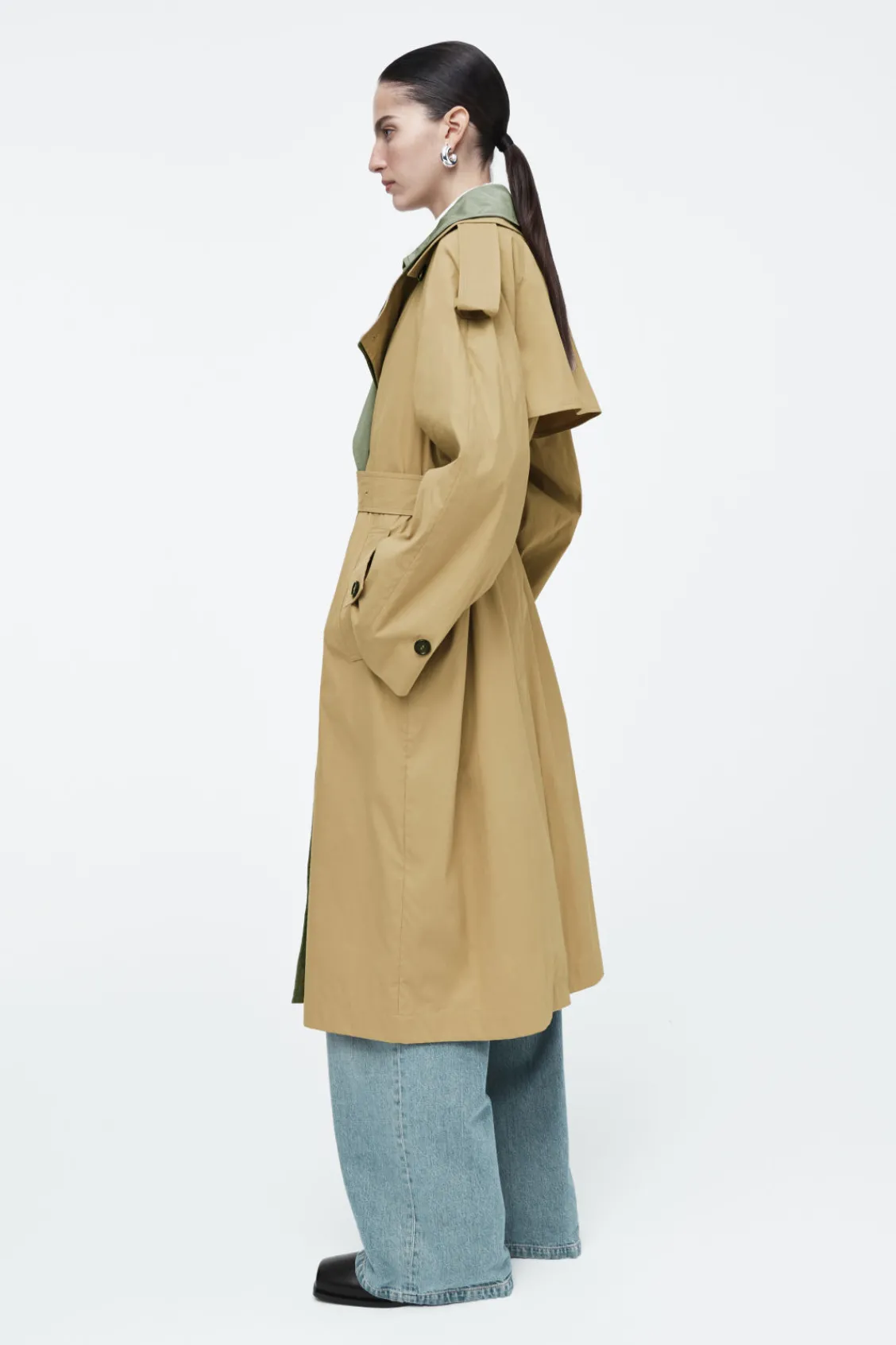 COS LAYERED DOUBLE-BREASTED TRENCH COAT-Women Coats & Jackets