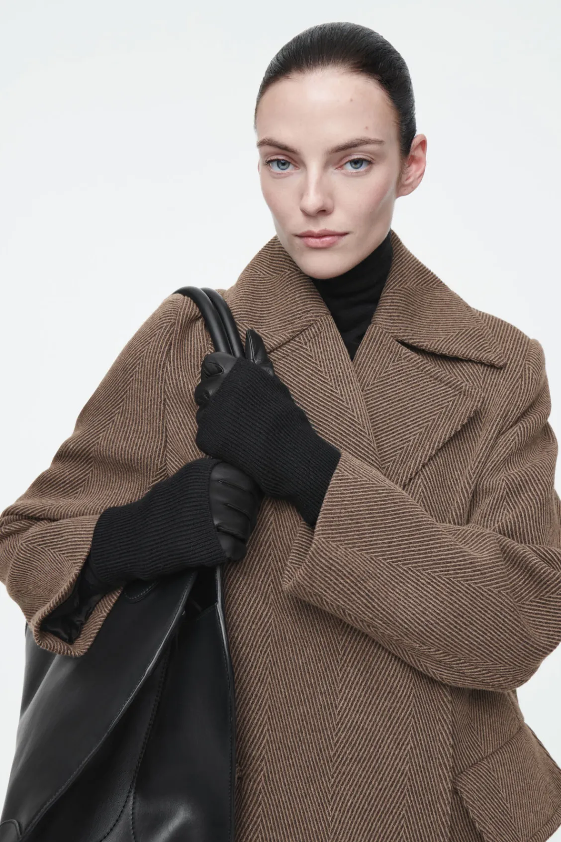 COS LAYERED LEATHER GLOVES-Women Hats & Scarves