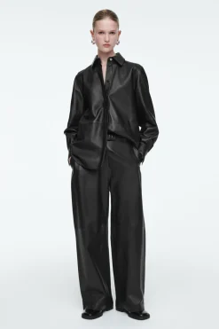 COS LEATHER BARREL-LEG UTILITY PANTS-Women Pants