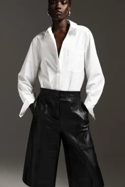 COS LEATHER CULOTTES-Women Pants