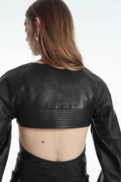 COS LEATHER RACER BOLERO-Women Capes & Hybrids | Tops