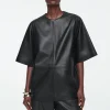 COS LEATHER T-SHIRT-Women Shirts & Blouses | Tops