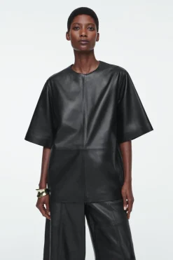 COS LEATHER T-SHIRT-Women Shirts & Blouses | Tops
