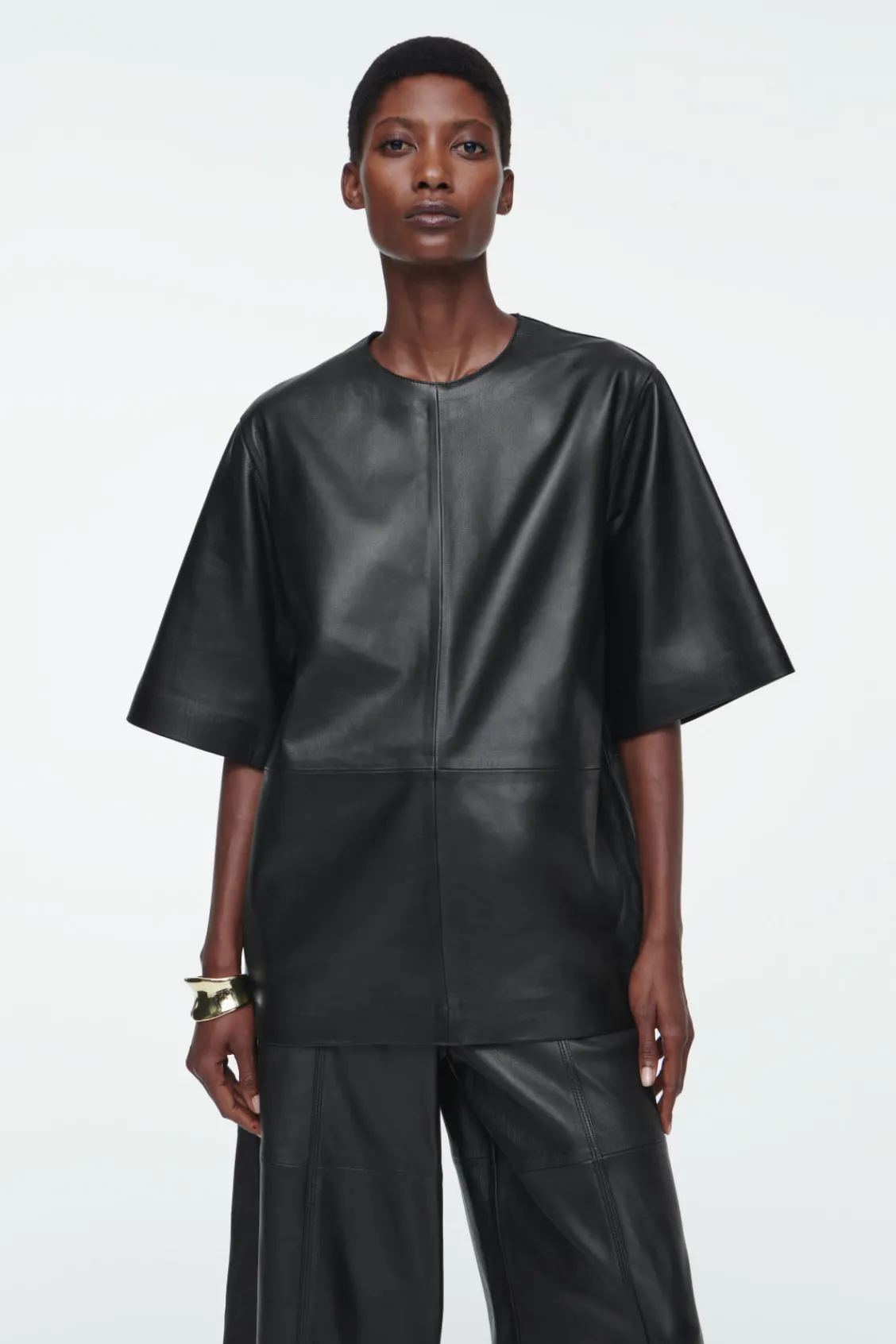 COS LEATHER T-SHIRT-Women Shirts & Blouses | Tops