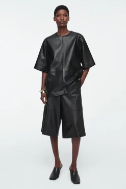 COS LEATHER T-SHIRT-Women Shirts & Blouses | Tops